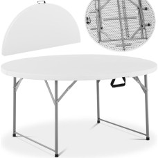 Royal Catering Balts saliekams apaļš dārza ēdināšanas galds līdz 150 kg diam. 150 x 74 cm