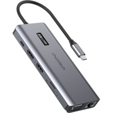 Choetech Daudzfunkcionāls HUB adapteris ar displeju USB-C USB-A VGA AUX SD TF 12in1 pelēks