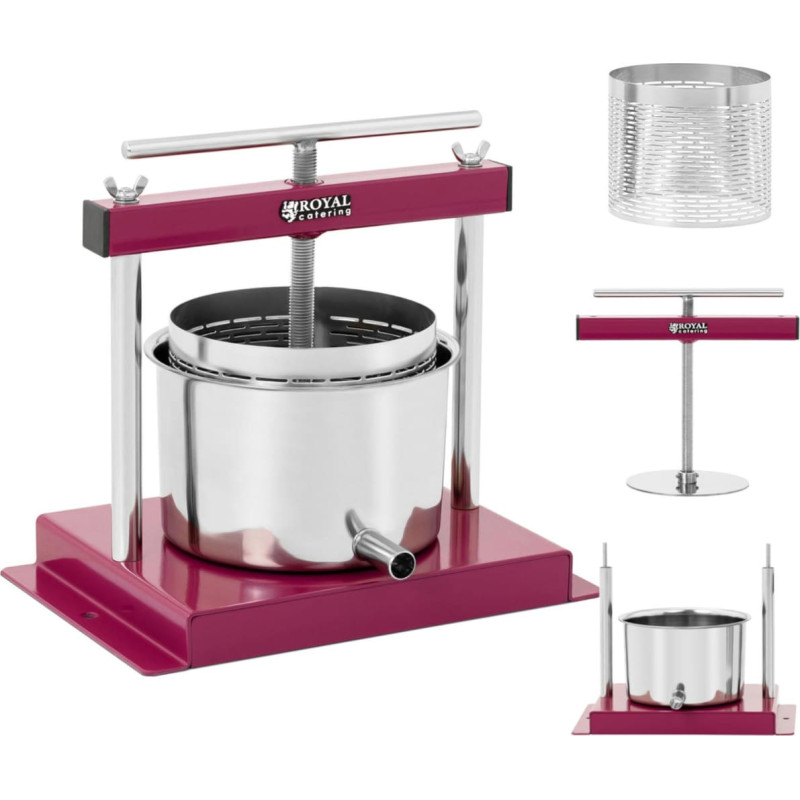 Royal Catering Vīna spiede augļu sulas manuāla nerūsējo&scaron;ā tērauda 3L