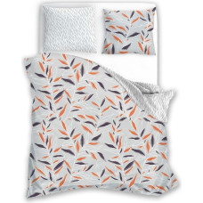 Mikrošķiedras gultas veļa 140x200 Harmony 15 lapas pelēkas oranžas ar vienu spilvendrānu 70x90