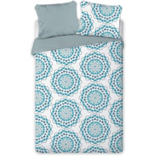 Kokvilnas gultas veļa 220x200 Elegant 005 balti tirkīza piparmētru rozetes E 2023