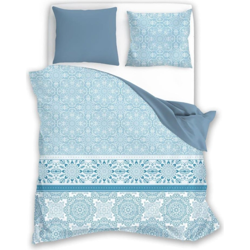 Satīna gultas veļa 220x200 Elegant 018 B tirkīza abpusējās rozetes S 23