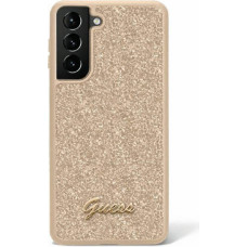 Guess PC|TPU Glitter Flakes Metal Logo Case for Samsung Galaxy S23 Ultra Gold