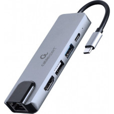 Gembird A-CM-COMBO5-04 USB Type-C 5-in-1 multi-port adapter (Hub + HDMI + PD + LAN)
