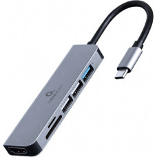 Dokstacija Gembird USB Type-C 6-in-1 Grey