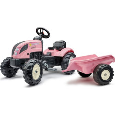 Country Star Pink pedāļa traktors + piekabe un skaņas signāls no 2 gadiem.