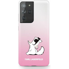 KLHCS21LCFNRCPI Karl Lagerfeld PC|TPU Choupette Eats Cover for Samsung Galaxy S21 Ultra Gradient Pink