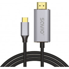 Savio USB-C to HDMI 2.0B cable, 1m, silver-black, golden tips, SAVIO CL-170