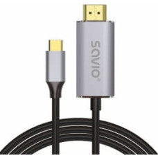 Savio USB-C to HDMI 2.0B cable, 2m, silver / black, gold tips, SAVIO CL-171