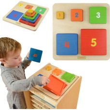 Koka izglītojoša piramīda Montessori krāsu skaitīšanai