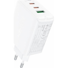 Acefast A41 wall charger, 2x USB-C + USB, GaN 65W (white)