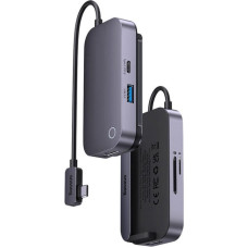 Hub 6in1 Baseus PadJoy Series USB-C to USB 3.0 + HDMI + USB-C PD + jack 3.5mm + SD|TF (Grey)