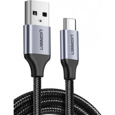 Niķelēts USB-C kabelis QC3.0 UGREEN 1 m ar alumīnija kontaktdakšu melns (60126)