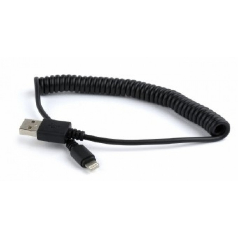 Gembird Spiral Cable USB Male - Apple Lightning Male 1.5m Black