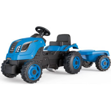 XL zils pedāļu traktors ar piekabi
