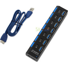 Ātrgaitas adaptera kabelis datoram 7 ports USB 2.0 3.0 HUB W