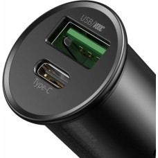 Baseus CCYS-C01 Auto Lādētājs USB-C | USB | 3A | 30W | Quick Charge 3.0 Melna