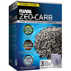 Fluval (Ca) Fluval Zeo-Carb, 3*150g - daudzfunkcionāls ceolīta granulu un aktīvetās ogles maisījums ķīmiskai ūdens attīrīšanai