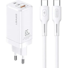 USAMS MTXLOGTC02 tīkla lādētājs USB | 2 x USB-C | 65W | 5A | Quick Charge 3.0 balts