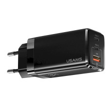 USAMS T33 GaN 65W Mini Fast Charger + SJ406 U43 C to L Cable Black