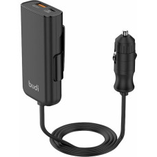 Budi 105W Car Charger, USB + USB-C, PD + QC 3.0 (Black)