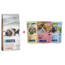 Bozita (Se) Bozita Grain Free Indoor & Sterilized Reindeer, 400g+DĀVANA - bezgraudu sausā barība ar ziemeļbriedi sterilizētiem kaķiem + 3 KONSERVI DĀVANĀ