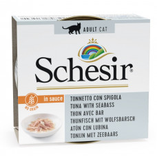 Schesir (It) SCHESIR Cat Tuna with Seabass Sauce, 70g - tuncis un jūras asaris mērcē, bez graudiem