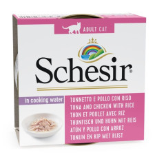 Schesir (It) SCHESIR Cat with Tuna, Chicken Fillets and Rice natural style, 85g - tuncis, vistas fileja un rīsi savā sulā