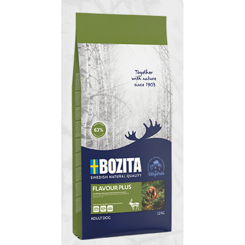 Bozita (Se) Bozita Flavour Plus, 12kg - sausā barība ar ziemeļbriedi izvēlīgiem suņiem