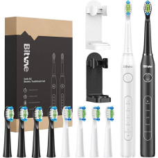 Bitvae Sonic toothbrushes with tips set and 2 holders Bitvae D2+D2 (white and black)