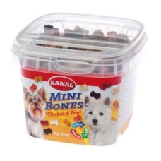 Sanal (Nl) SANAL Mini Bones (1cm), 100g - mīkstie gardumi ar vistu un liellopu