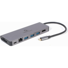 GEMBIRD MULTI ADAPTER USB TYP-C 5W1 HUB  HDMI  CZYTNIK KART  LAN  PD - 100W)