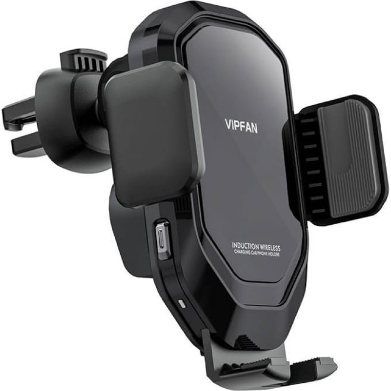 Gravity car mount Vipfan W02 with 15W Qi inductive charger (black)