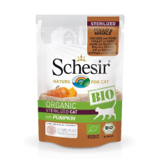 Schesir (It) Schesir BIO Chicken, Pork & Pumpkin Sterilized, 85g - bezgraudu organiska sautēta vista, cūkgaļa un ķirbis sterilizētiem kaķiem
