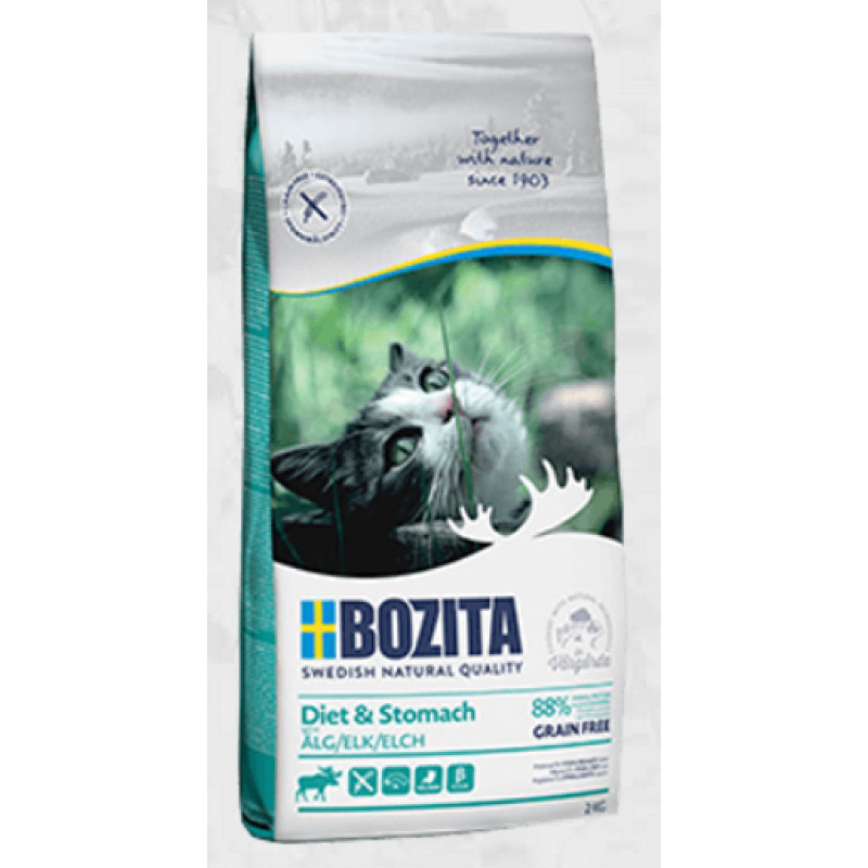 Bozita (Se) Bozita Grain Free Diet & Stomach Elk, 10kg - bezgraudu sausā barība ar alni jūtīgiem vai izvēlīgiem kaķiem