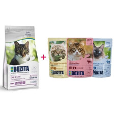 Bozita (Se) Bozita Wheat Free Hair & Skin Salmon, 400g+DĀVANA - bezkviešu sausā barība ar lasi kaķiem, spalvai un ādai + 3 KONSERVI DĀVANĀ