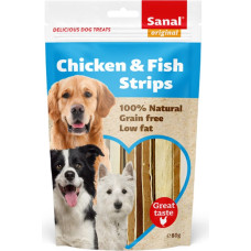 Sanal (Nl) Sanal Chicken&Fish Strips, 80g - mīkstas vistas un zivju nūjiņas