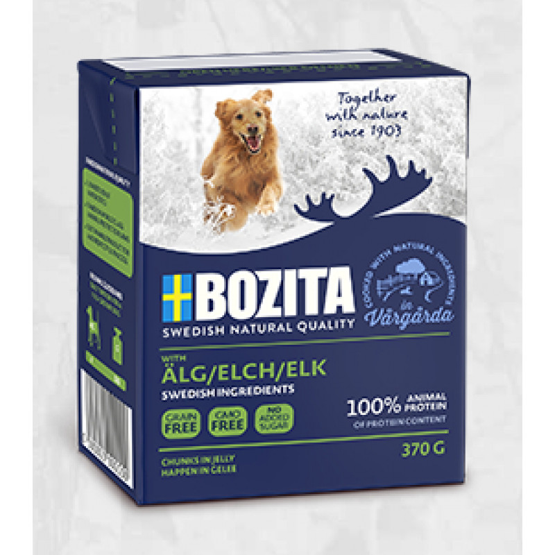 Bozita (Se) BOZITA Dog Chunks in Jelly Elk, 370g - bezgraudu gabaliņi želejā ar alni suņiem