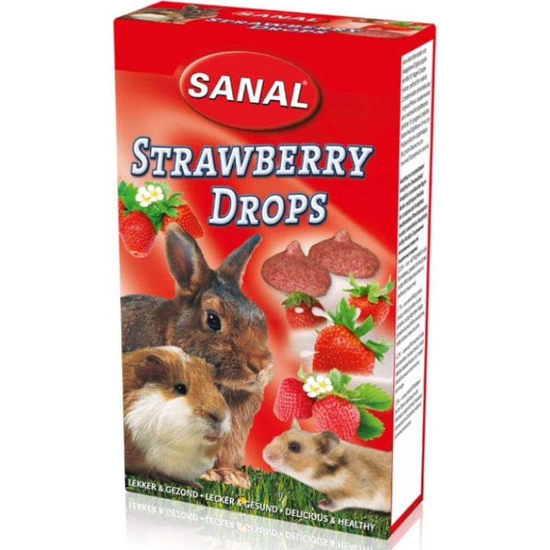 Sanal (Nl) SANAL Strawberry Drops, 45g - multivitamīnu kārums ar zemenēm grauzējiem