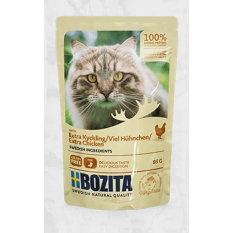 Bozita (Se) Bozita Extra Chicken Sauce, 85g - bezgraudu gaļas gabaliņi ar vistu mērcē