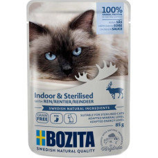 Bozita (Se) Bozita Indoor&Sterilized Reindeer Sauce, 85g - bezgraudu gaļas gabaliņi ar ziemeļbriedi mērcē sterilizētiem un mājas kaķiem