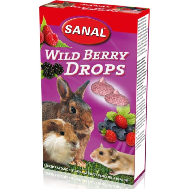 Sanal (Nl) SANAL Wild Berry Drops, 45g - multivitamīnu kārums ar meža ogām grauzējiem