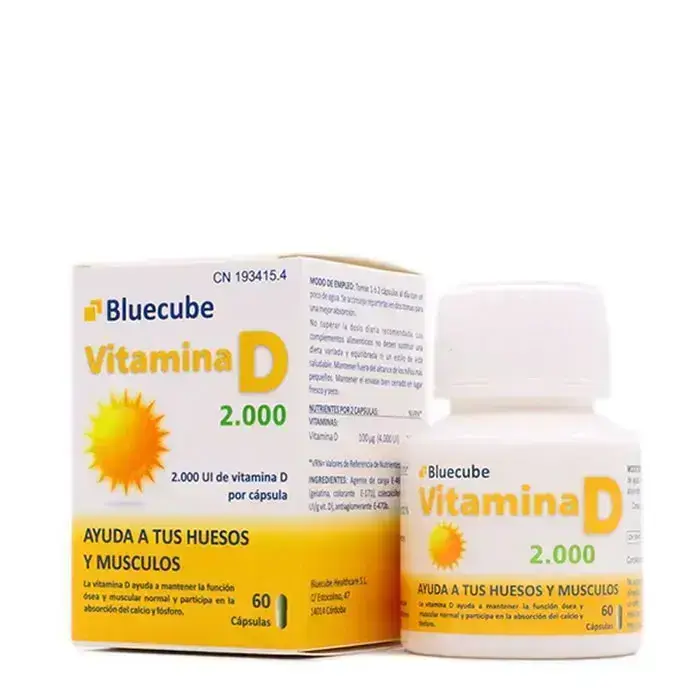Bluecube vitaminas D 2000, 60 kapsulių