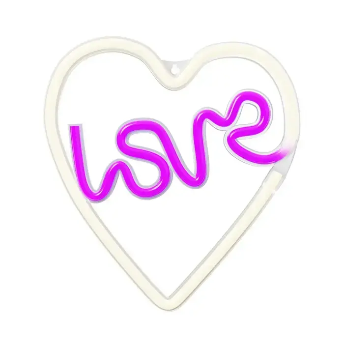 Neolia LOVE HEART LED Neon Light, Purple and White, NNE02