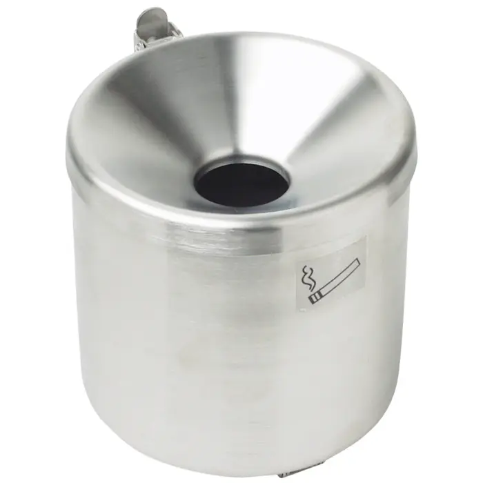 Wall-mounted self-extinguishing ashtray for indoor and outdoor use, stainless steel, Ø 15 cm