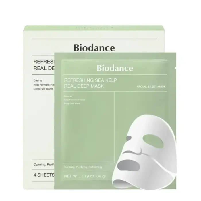 Kangasmask näole Set, Biodance, Refreshing Sea Kelp, Purifying, Sheet Mask, For Face, 4 pcs, 34 g