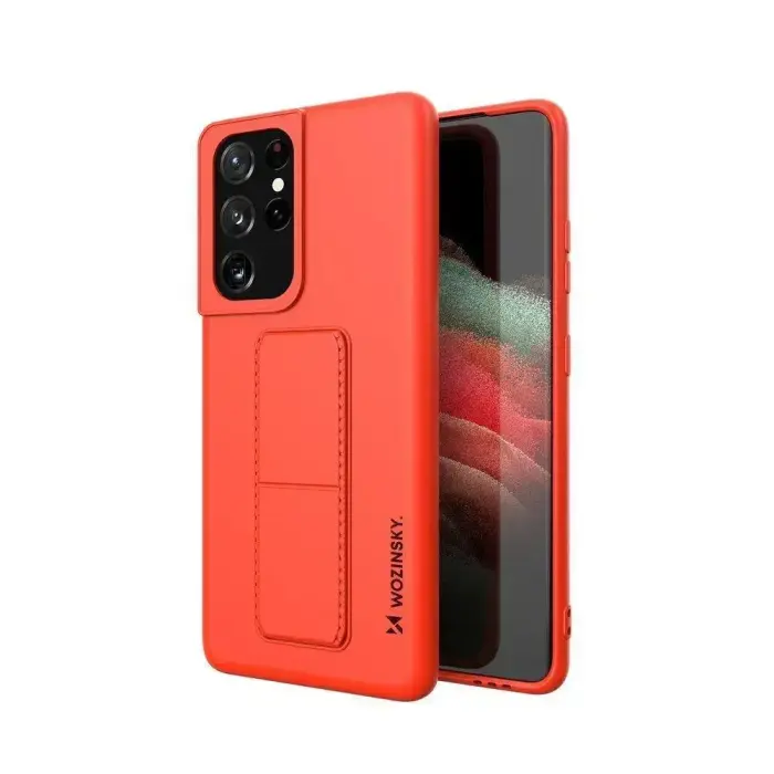 Wozinsky Kickstand Case silicone case with stand for Samsung Galaxy S21 Ultra 5G - Red
