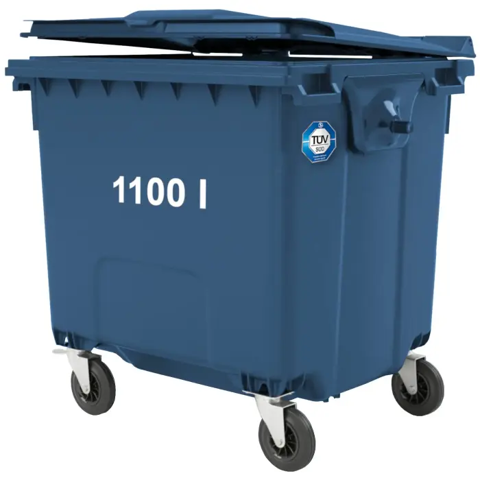 Atkritumu konteiners 1100L, zils, EN 840-2
