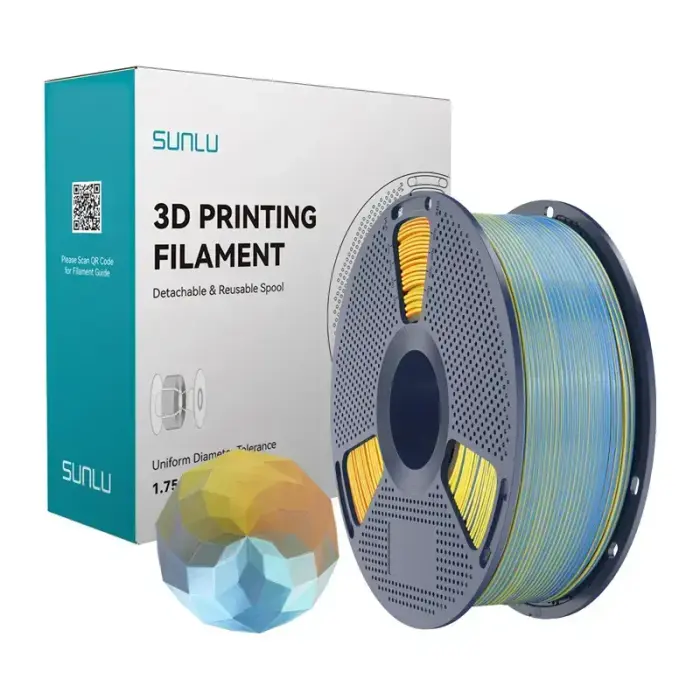 Sunlu PLA+ Silk Forth-Color filaments (zils-violets-oranžs-dzeltens)