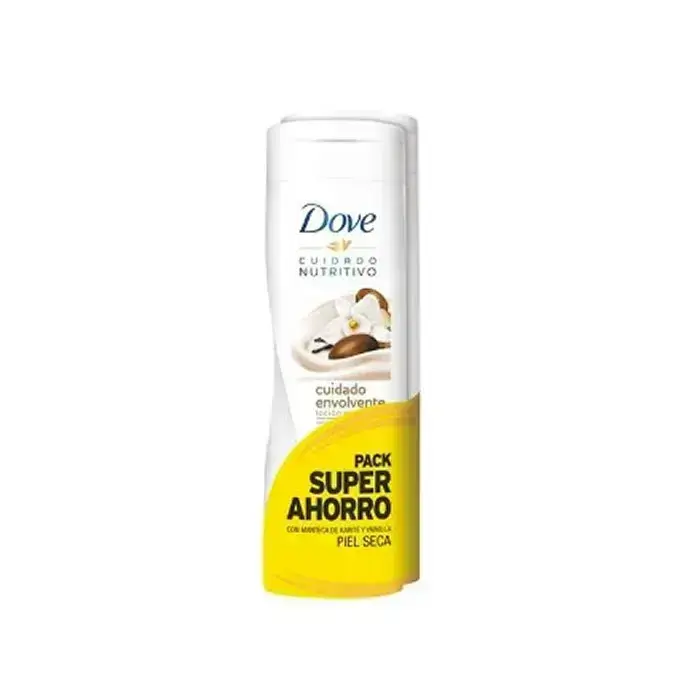 Dove Essential Milk Barojošs ķermeņa pieniņš ar vaniļu sausai ādai 2x400ml